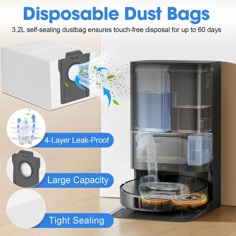 DRBOR X40 Ultra Replacement Parts for Dreame X40 Ultra / L40 Ultra, Accessory Kit for MOVA P10/P50 Pro Ultra Includes 2 Main Brush, 4 HEPA Filters, 4 Mop Pads, 4 Side Brushes, 4 Dust Bag and Tools - Image 3